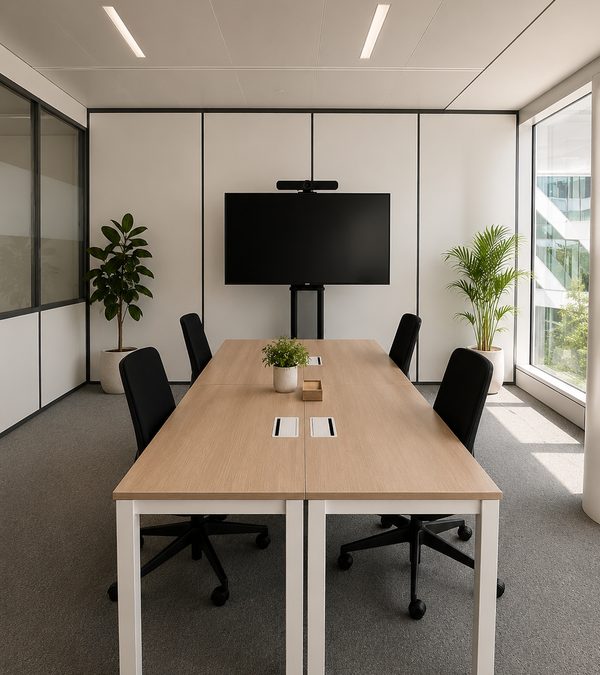 Une salle de réunion équipée d’un écran